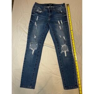 WAX Jean Los Angeles Distressed Ripped Skinny Jeans Medium‎ Wash Size 3